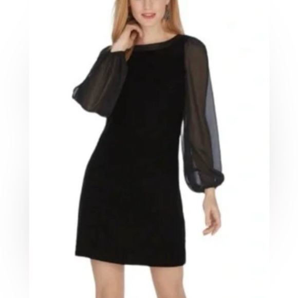 White House Black Market Velvet Shift Party Dress - Picture 6 of 7